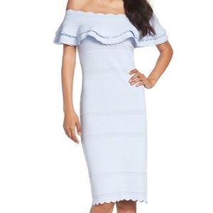 Eliza J Ruffed Off The Shoulder Ruffle Dress L
